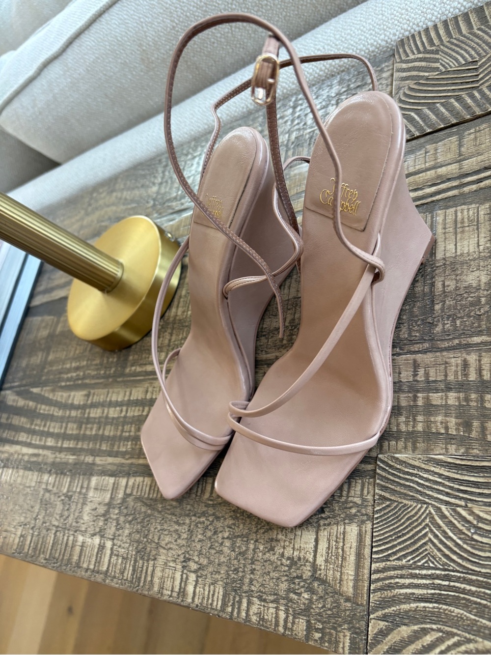 Jeffrey Campbell Strappy Wedge Sandals in Dusty Rose or neutral blush!